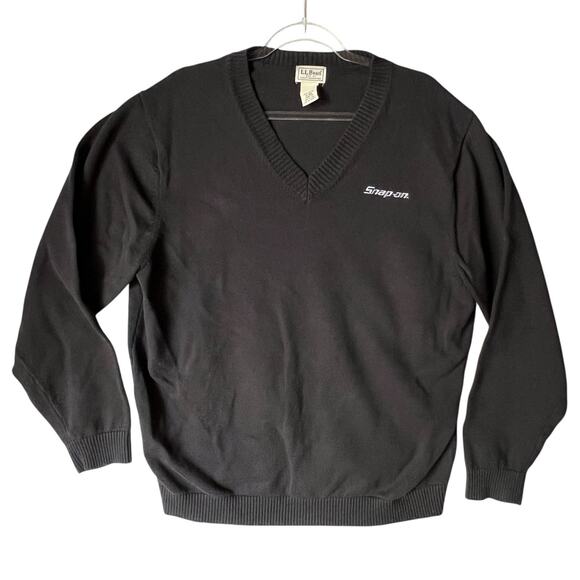 LL Bean Snap On Tools Sweater Mens XL Black Pullover Jumper Gorpcore Streetwear